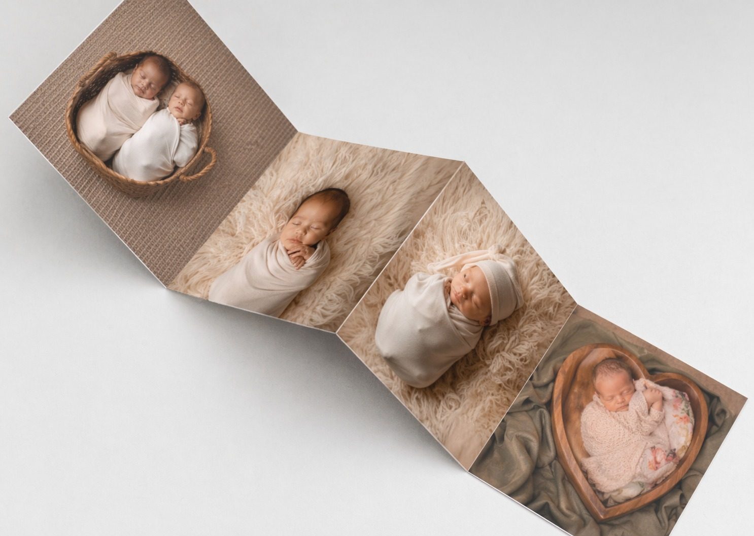 Fine art accordion mini album with newborn portraits